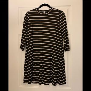 Eikosi Black and White Striped Dress - Size M